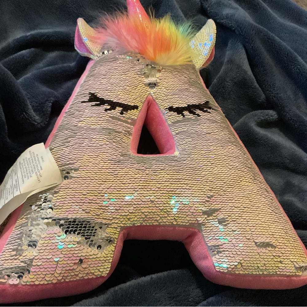 Justice Pink Unicorn Sequin Pillow